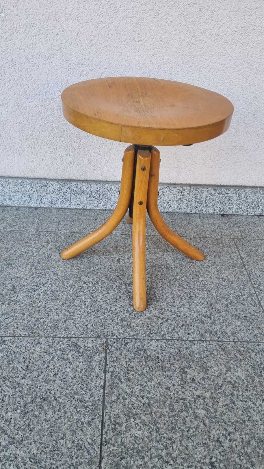 Taboret krzesło gięte do pianina obrotowe Ton Czechosłowacja PRL