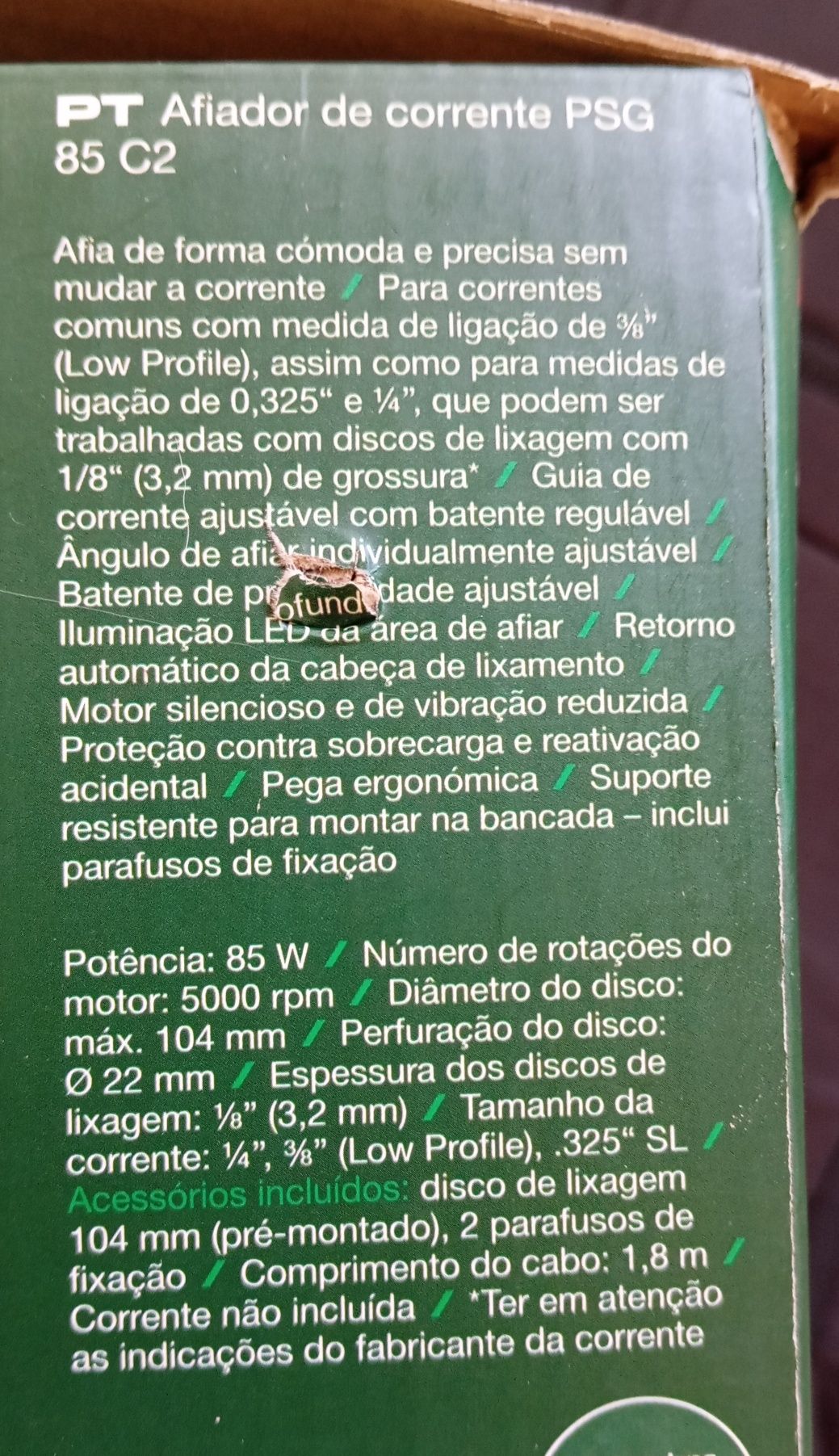 Afiador de corrente Parkside novo