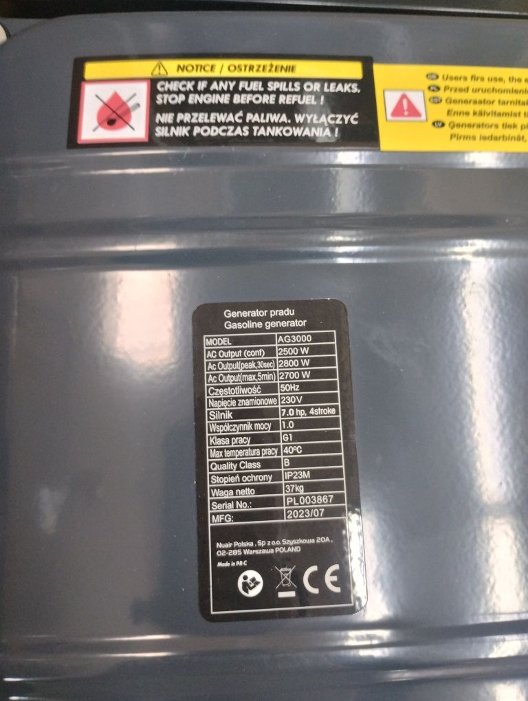 Generator agregat prądotwórczy AG 3000