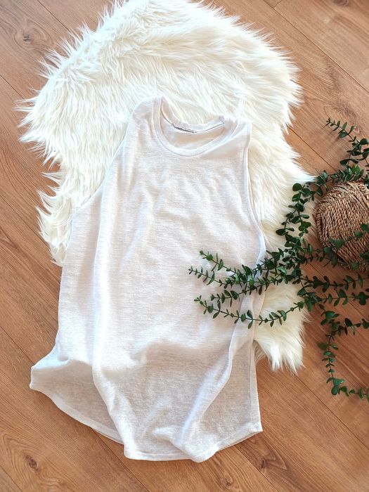 biały top 34 36XS podkoszulka bez rekawow damska bluzka basicowa