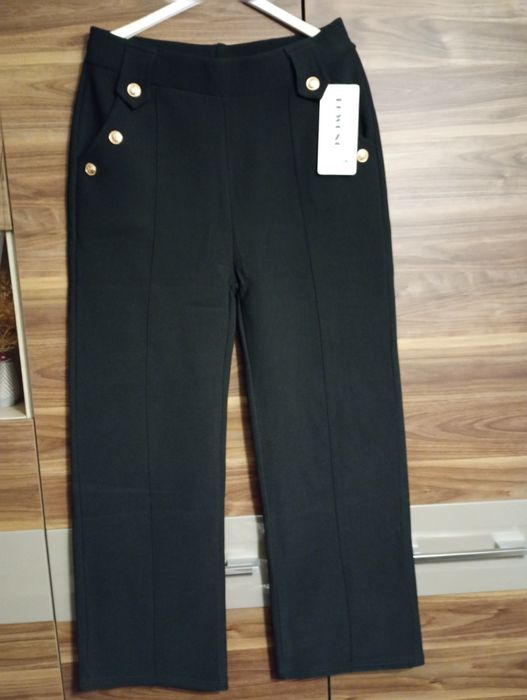 Damskie spodnie ocieplane, czarne, nowe