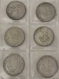 Moneta 10 zł Głowa Kobiety 1932 bez znaku srebrna AG750 obiegowa 6szt