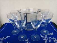 Serviço em cristal com frapé / balde para gelo e 6 copos, novo.