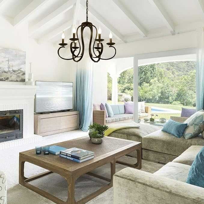 Czarny Eklektyczny Żyrandol w Stylu Francuskim