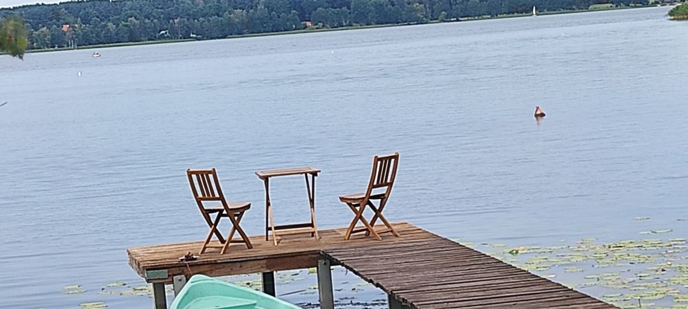 Mazury domek całoroczny nad jeziorem Dorotowo Majdy własna plaża molo
