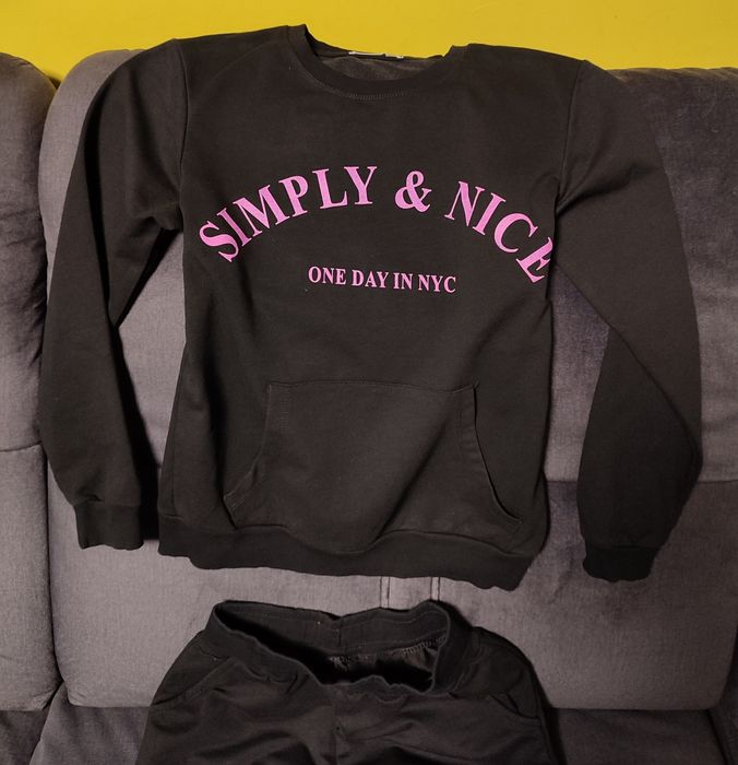 Śliczny czarny kpl dresy i bluza r.164 bardzo dobra jakość