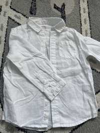 Biala lniana koszula dla chlopca 98-104