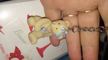 ПОДАРОК ребенку девушке мишка теддик тедди брелок на ключ керамика