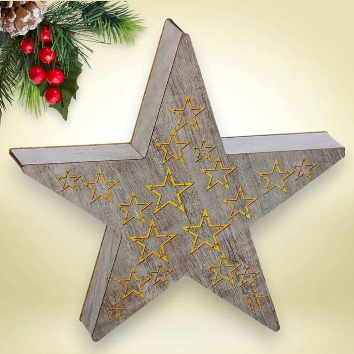 Drewniana gwiazda led