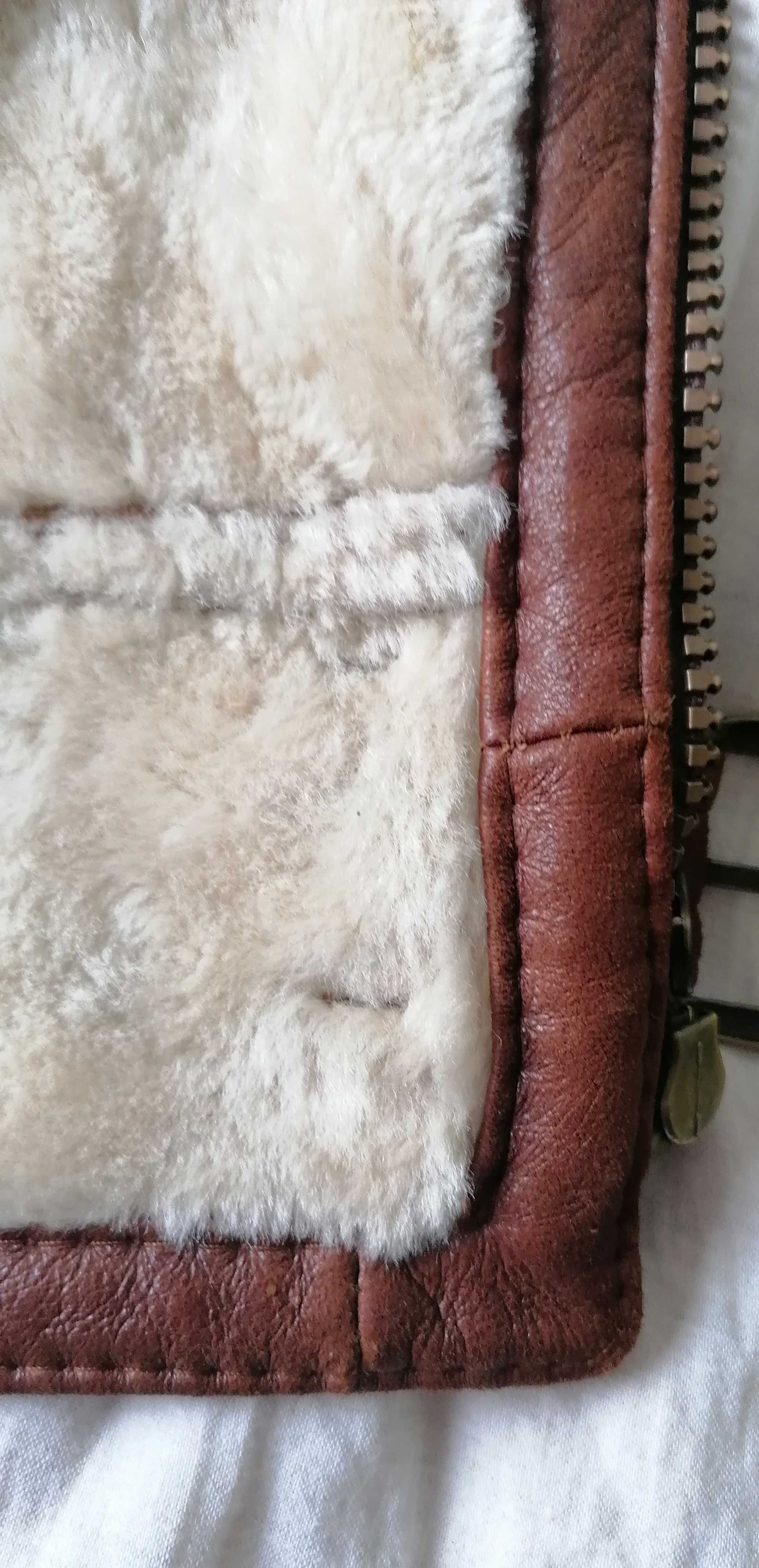 Kożuch płaszcz  męski skórzany, skóra naturalna owcza, XL