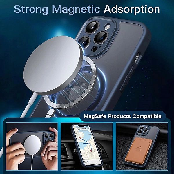 Etui Magnetyczne iPhone 13 Pro Max 6,7 x2 Szkło Hartowane JETech niebi