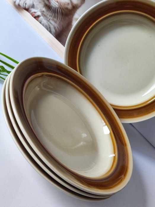 Talerze Tułowice głębokie deserowe porcelit kolekcje 9 sztuk