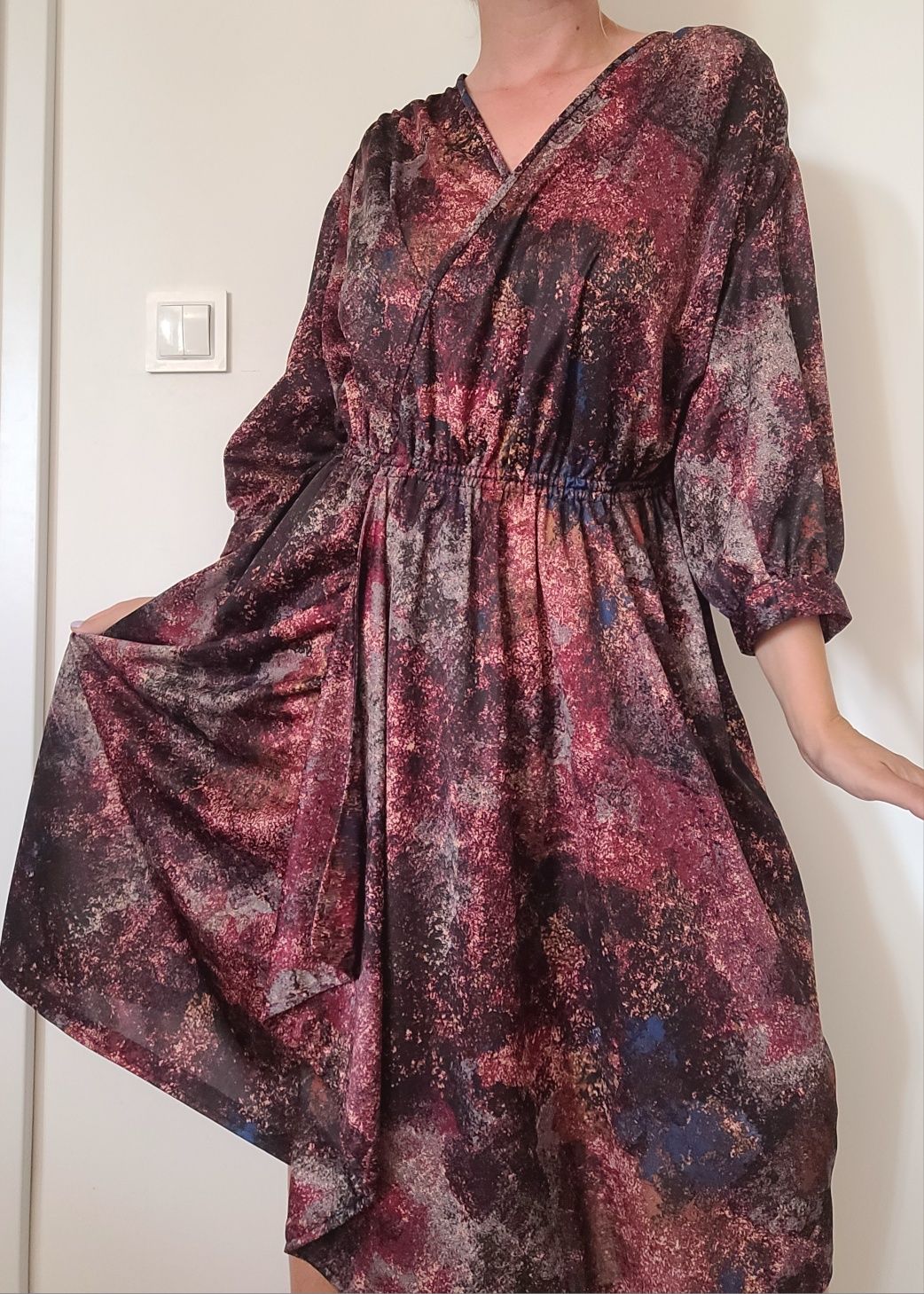 Piękna długa kolorowa sukienka oversize boho handmade