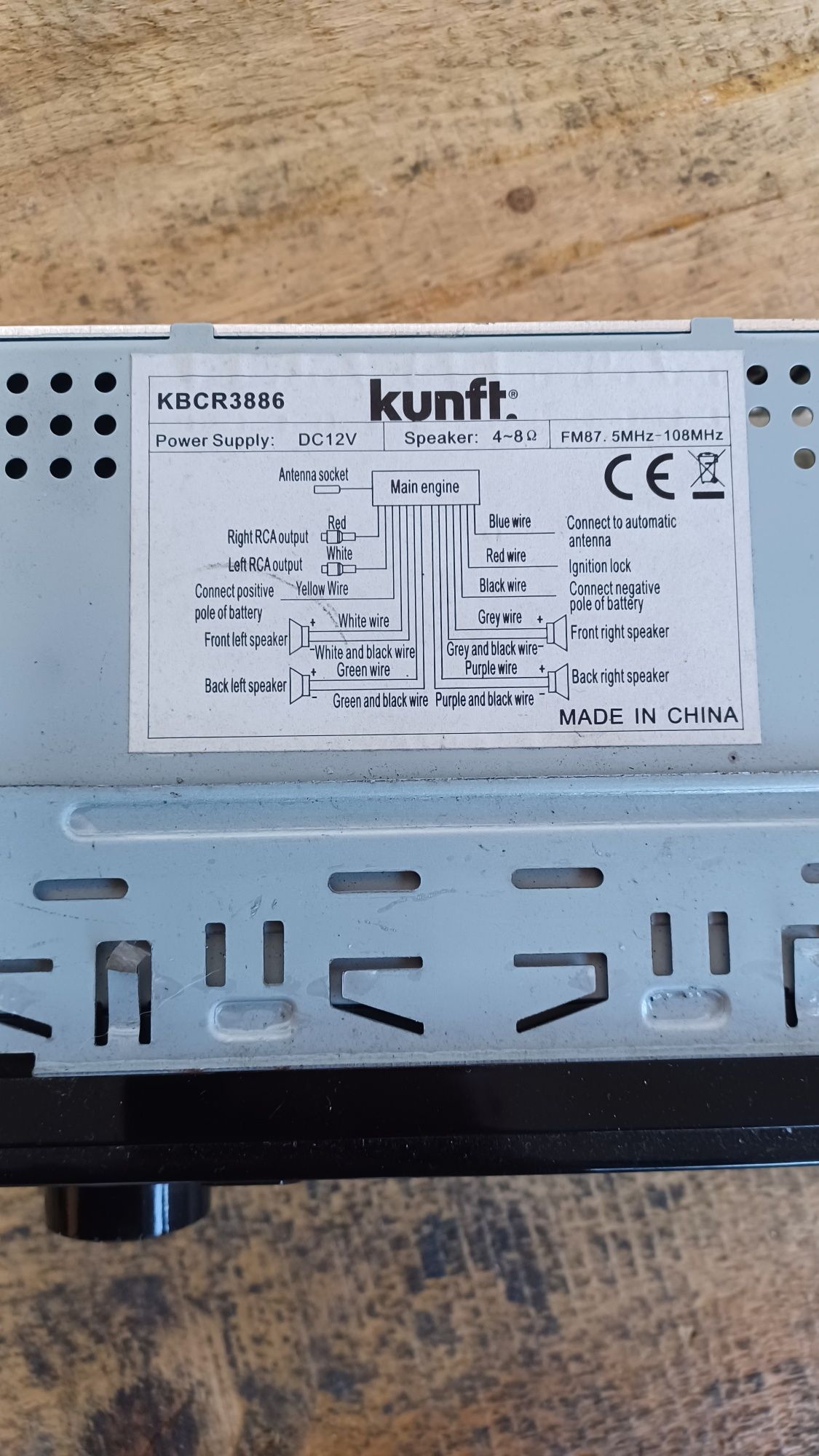 Auto Rádio Kunft KBCR3886