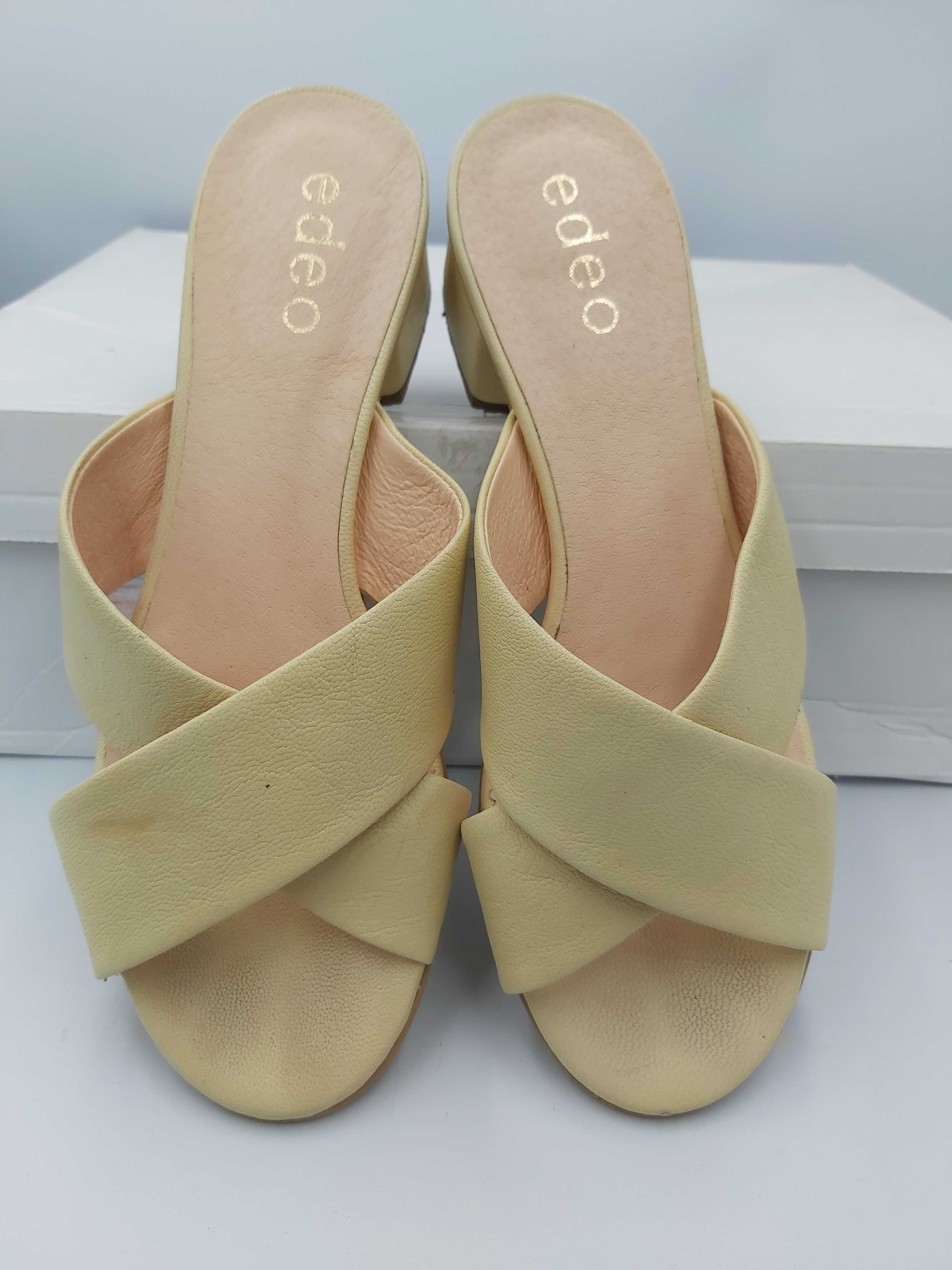 Buty klapki zamszowe edeo cytrynowe skorzane rozmiar 38 żółte