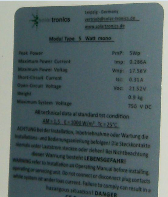 Módulo Solar Monocristalino 5 Watts