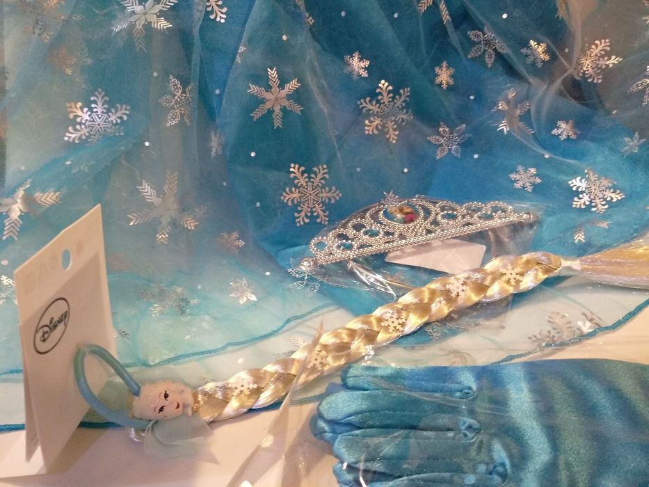 Carnaval | Conj. coroa+Luvas+Trança do Disfarce Frozen Elsa