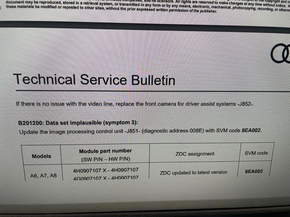 Камера асистентів ACC: Audi A6 A7 A8, Volkswagen Tuareg