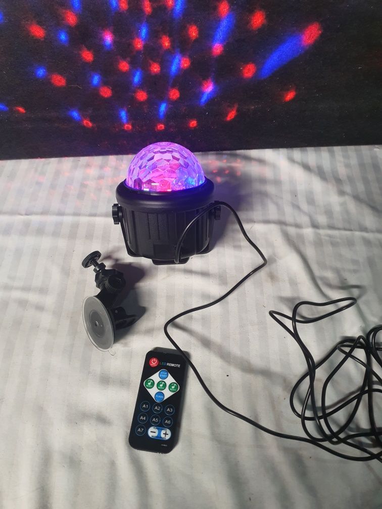 YAZEKY na imprezę, kula dyskotekowa USB 360° lampa obrotowa DJ 7RGB la