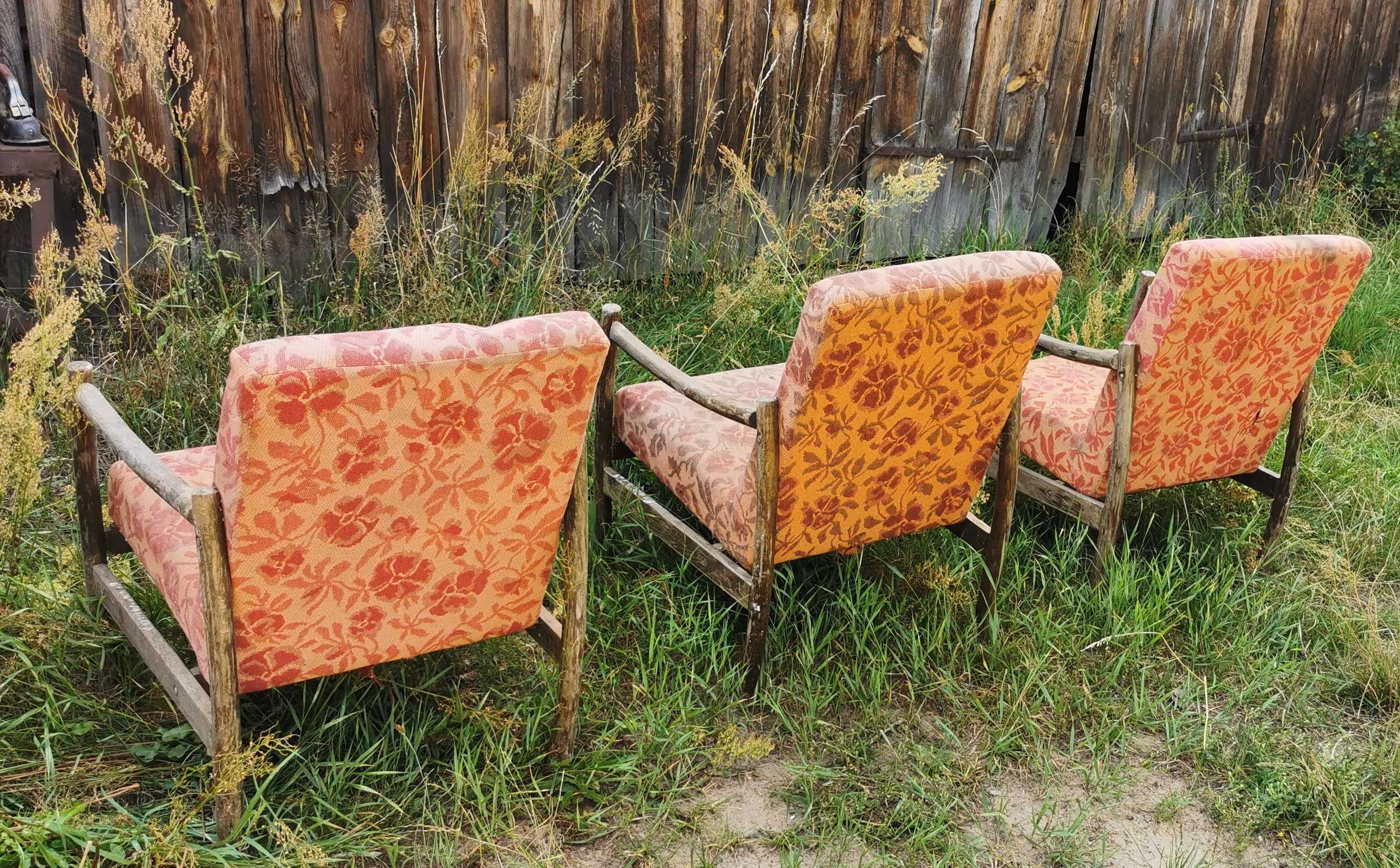 Okazja Fotel Fotele B8410 PRL Vintage Retro 250 zł za 3 sztuki.