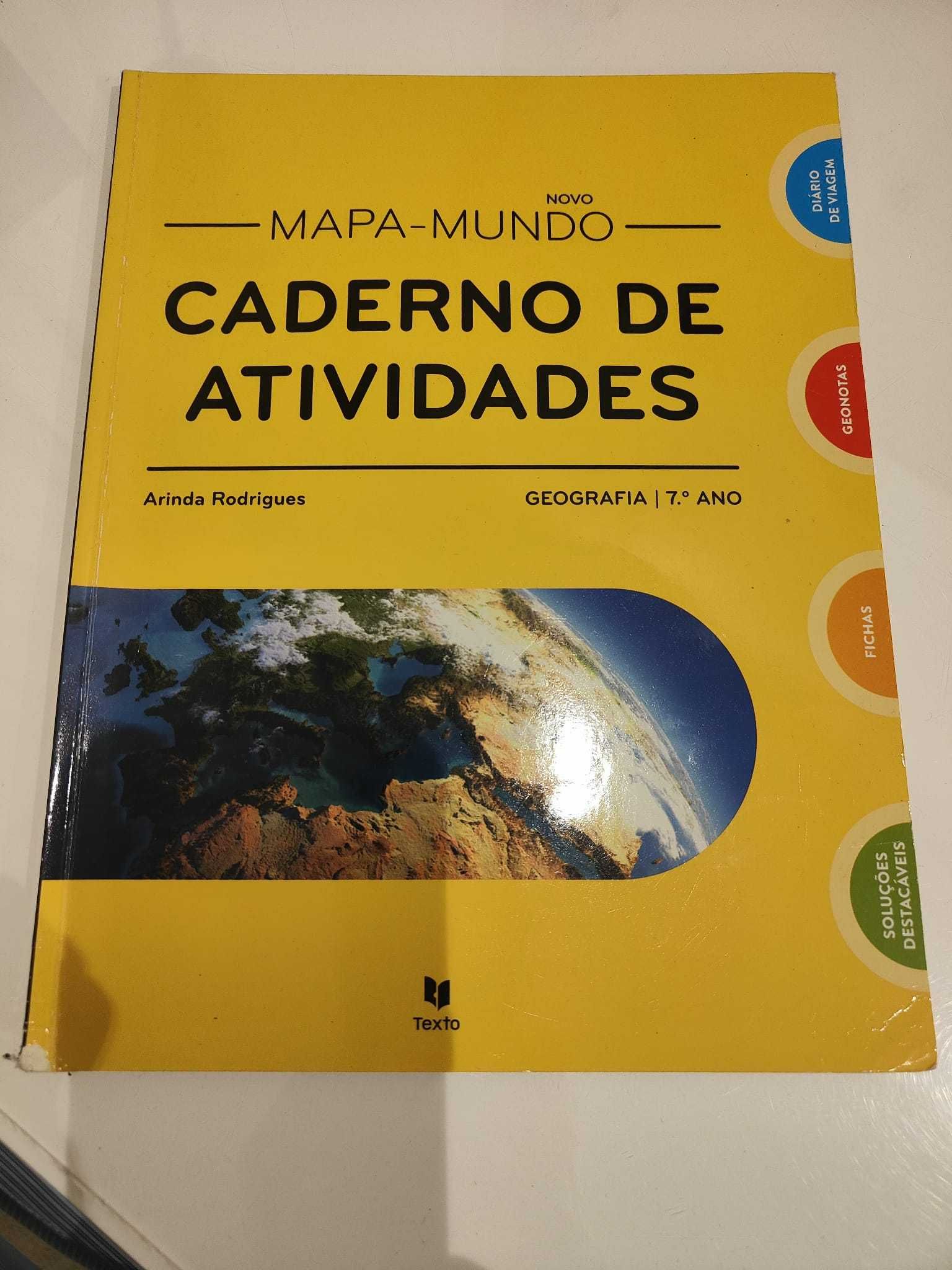Caderno actividades Mapa mundo geografia 7º Ano Texto Leya encadernado