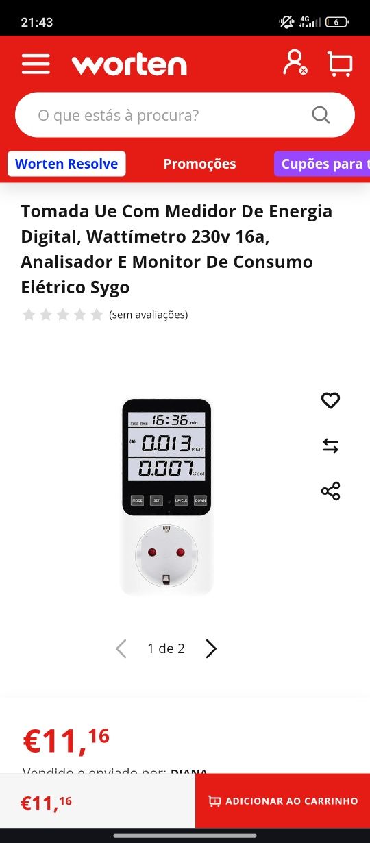Tomara UE com medidor digital de energia