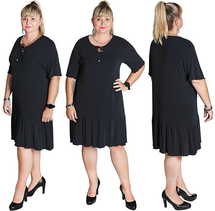 SUKIENKA DROBNE GROSZKI kolor Czarno/Biały roz.50/52