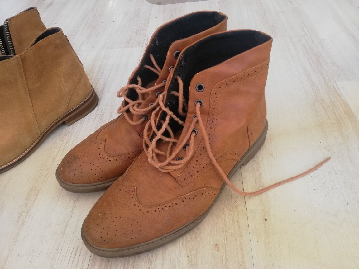 Botas botins pele Zara e Pull&Bear