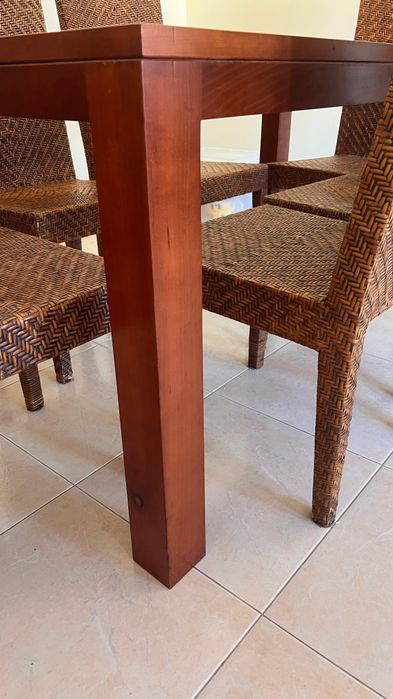 Conjunto de 6 Cadeiras de Jantar em Vime / Rotim com Encosto Alto