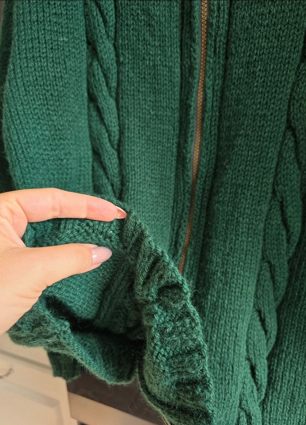 Sweter wełniany handmade plus size dziergany kardigan