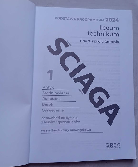 Ściąga 1. Kompendium z języka polskiego dla liceum i technikum. 2024r.