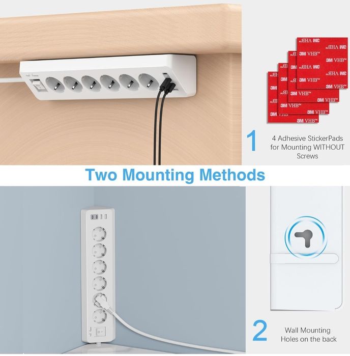 SUDEERY Listwa zasilająca z 4 gniazdami USB