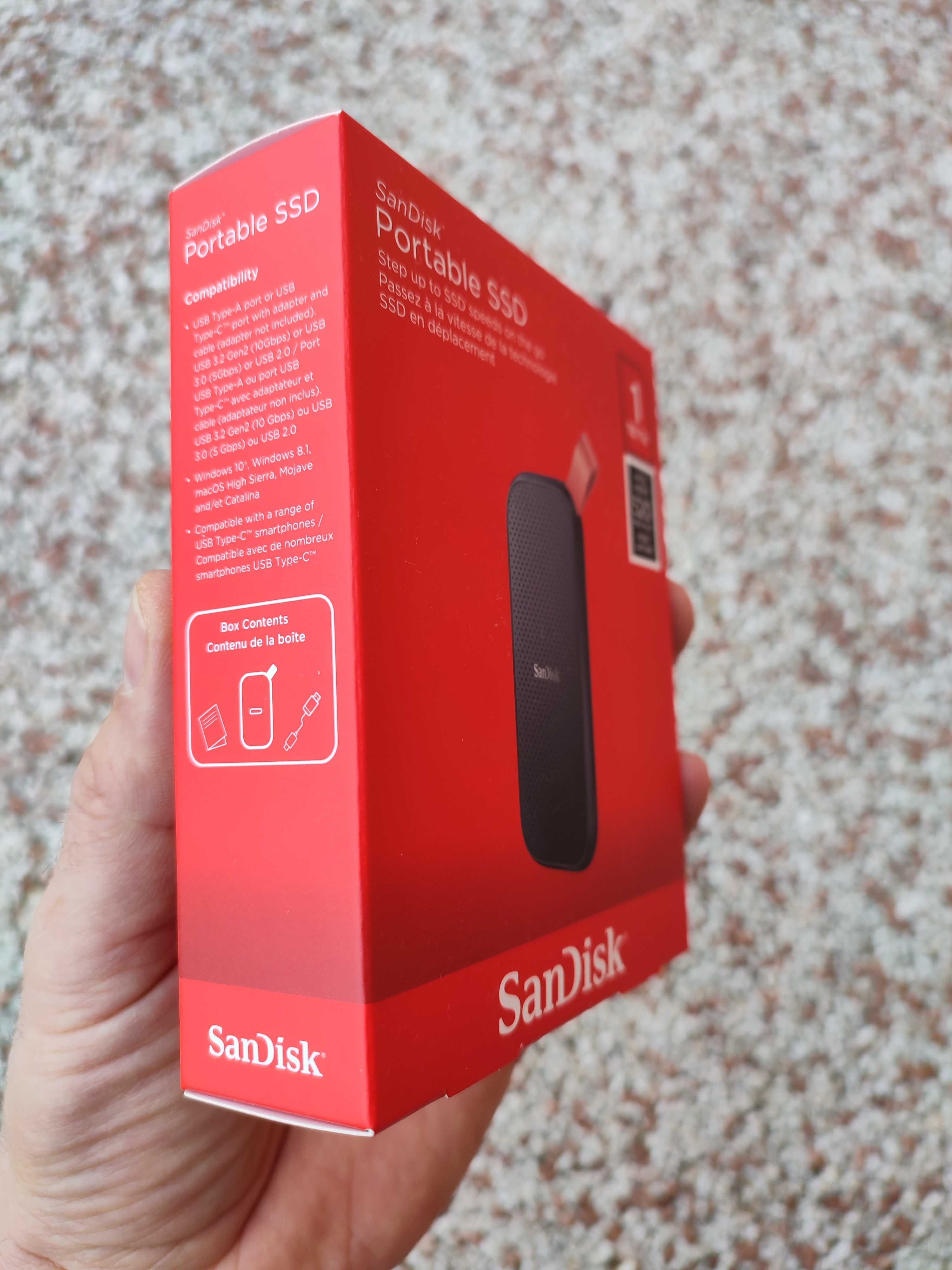 SanDisk Portable SSD 1TB. USB-C: USB 3.2 gen2. Fabrycznie nowy dysk.