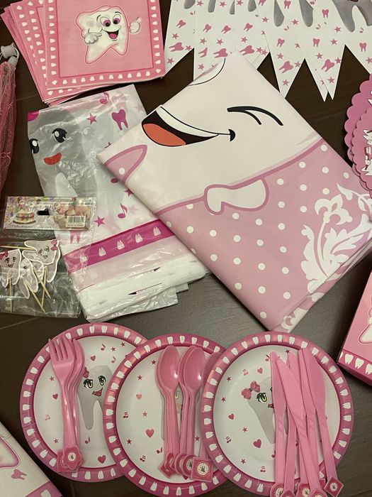 Декор для праздника первый зуб ,одноразовая посуда