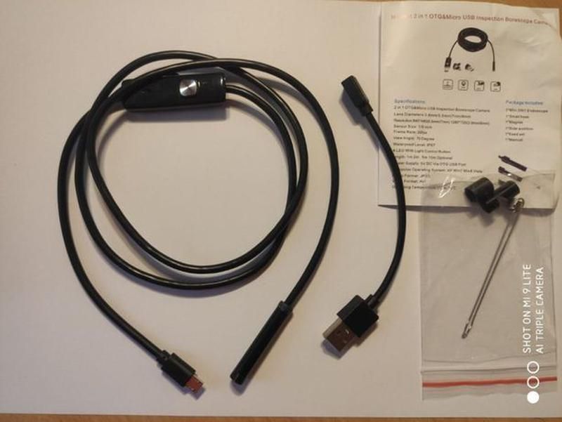 Электронный эндоскоп 5.5 Mm длина 2 м , для пк и смартфона Android