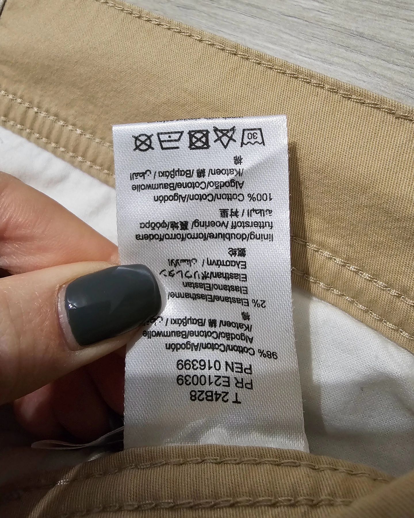 Męskie spodnie materiałowe Timberland chinos kremowe beżowe slim rurki