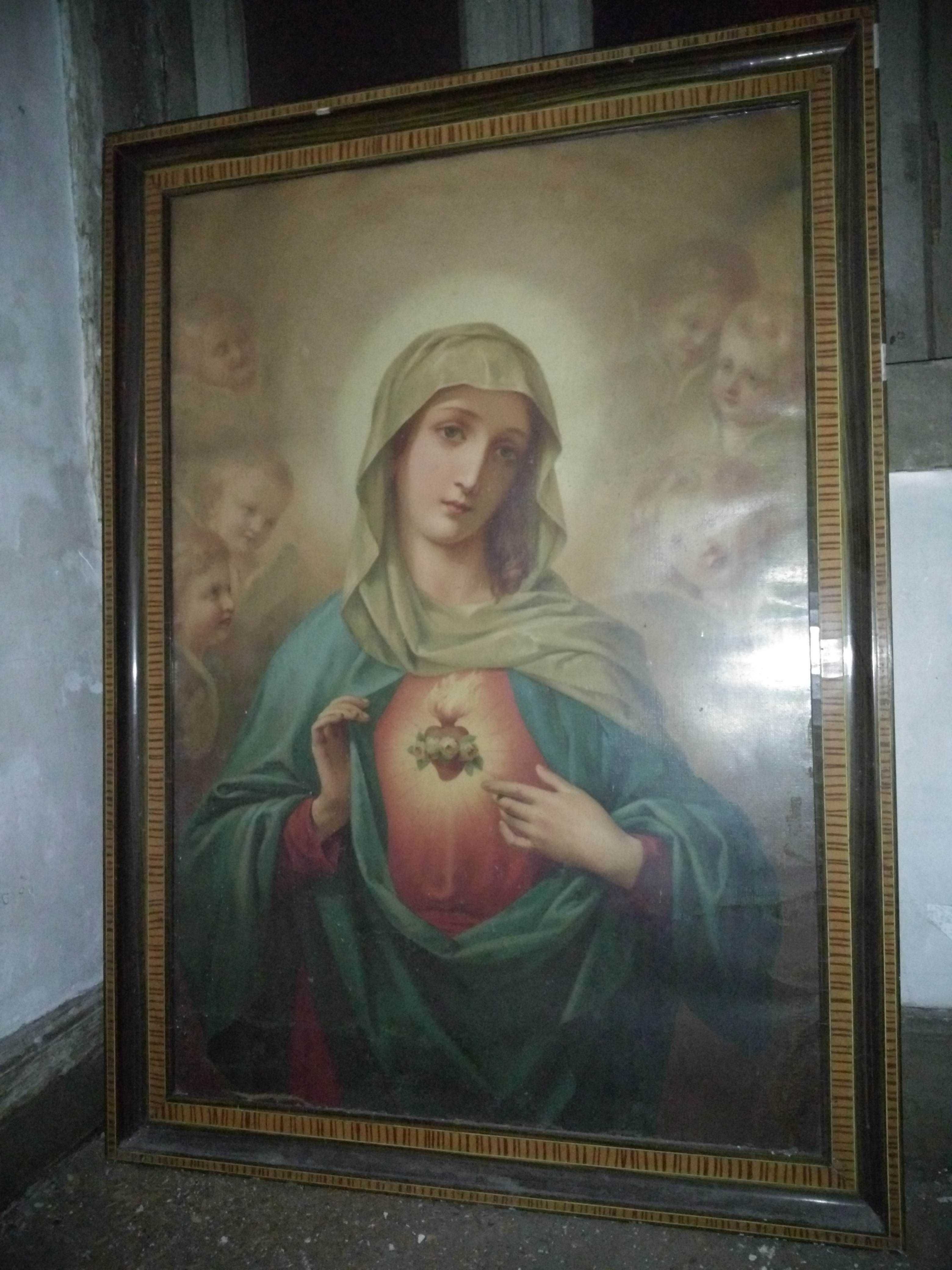 Sagrado Coração de Maria - Moldura e serigrafia, dimensões 108x78 cm