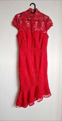 Czerwona koronkowa sukienka Love Triangle rozmiar 38, weselna