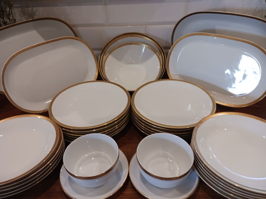 Vehenstrauss 12 osob serwis obiadowy szerokie zlocenie