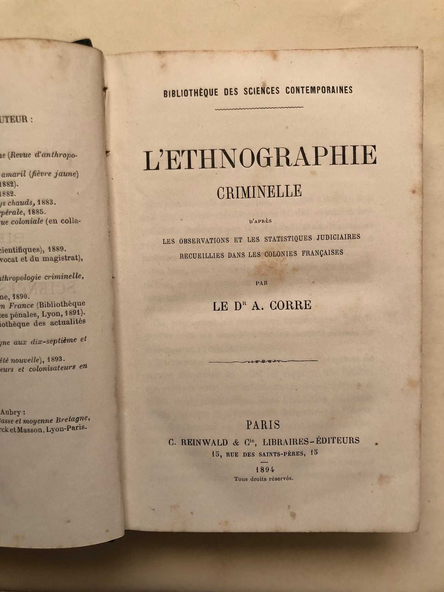 L'Ethnographie Criminelle - Le Dr A. Corre