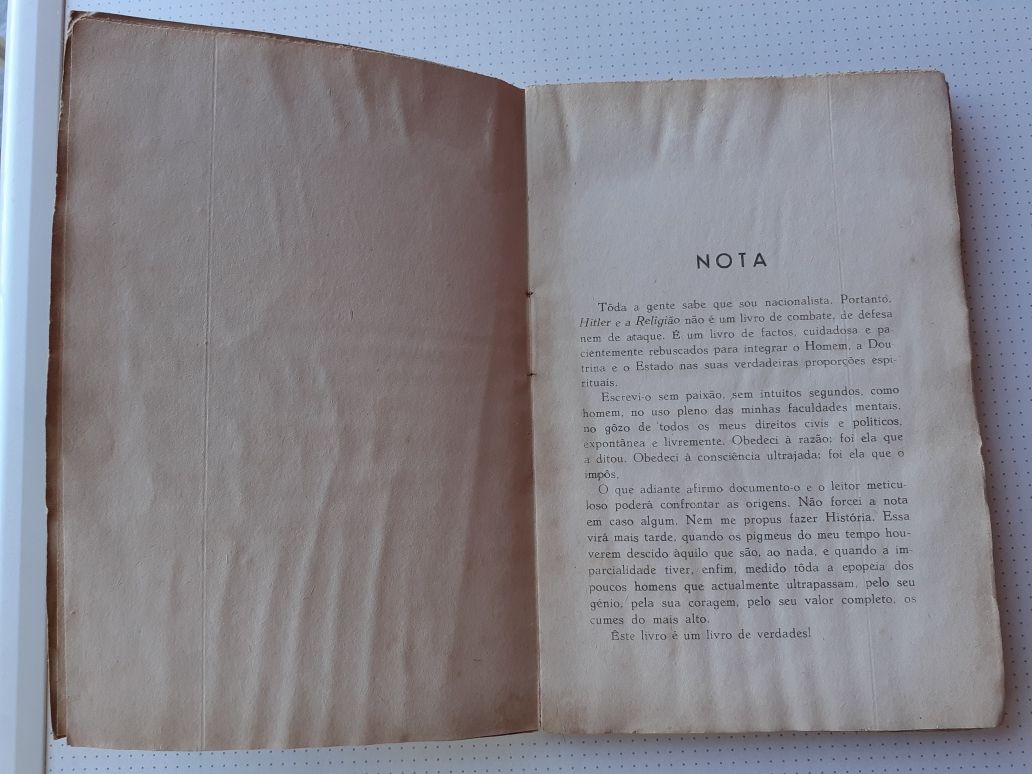 Hitler e a Religião de Bernardo de Brito (1943) – Raro