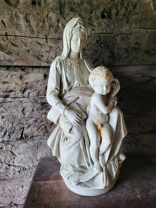 Stara gipsowa figurka Maryja Matka Boża Pan Jezus