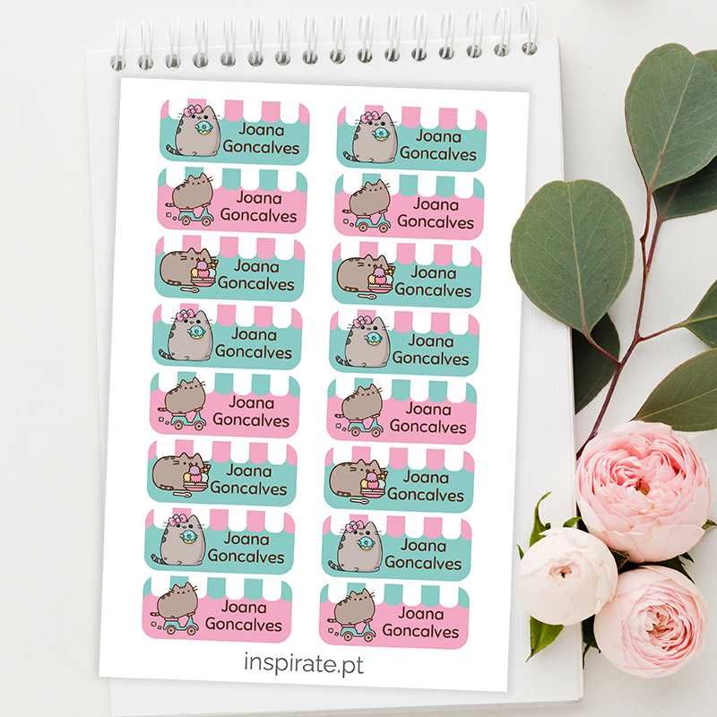 Etiquetas Escolares Personalizadas Pusheen