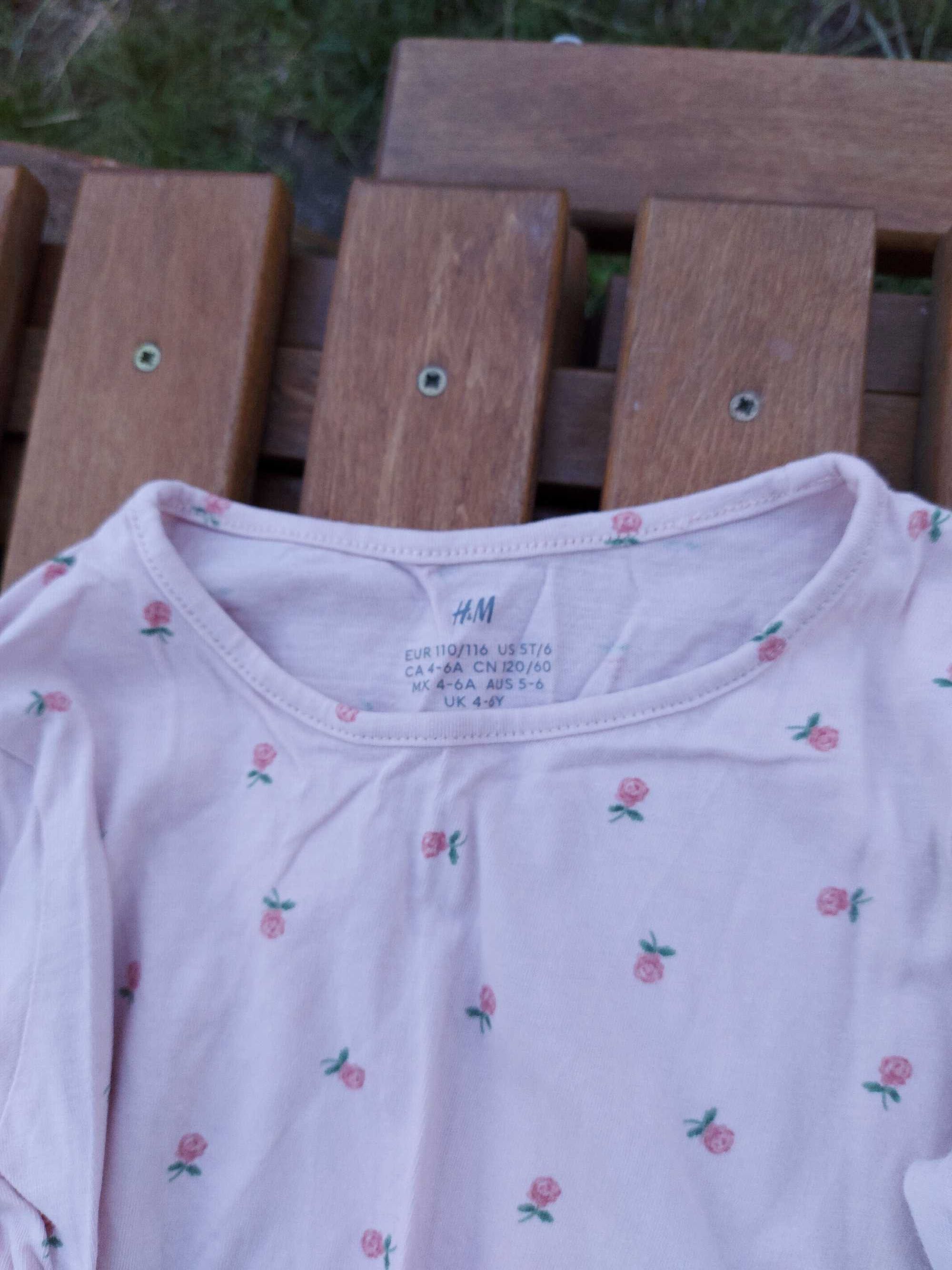 Koszulki (t-shirt) dziewczęce, rozm. 110/116, 5 sztuk H&M