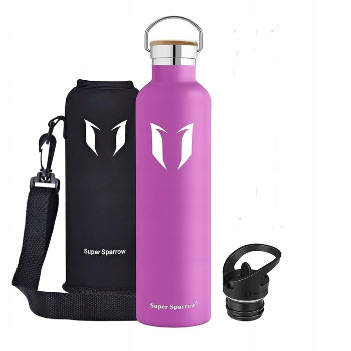 super sparrow butelka na wodę fioletowa 1000ml ze stali nierdzewnej