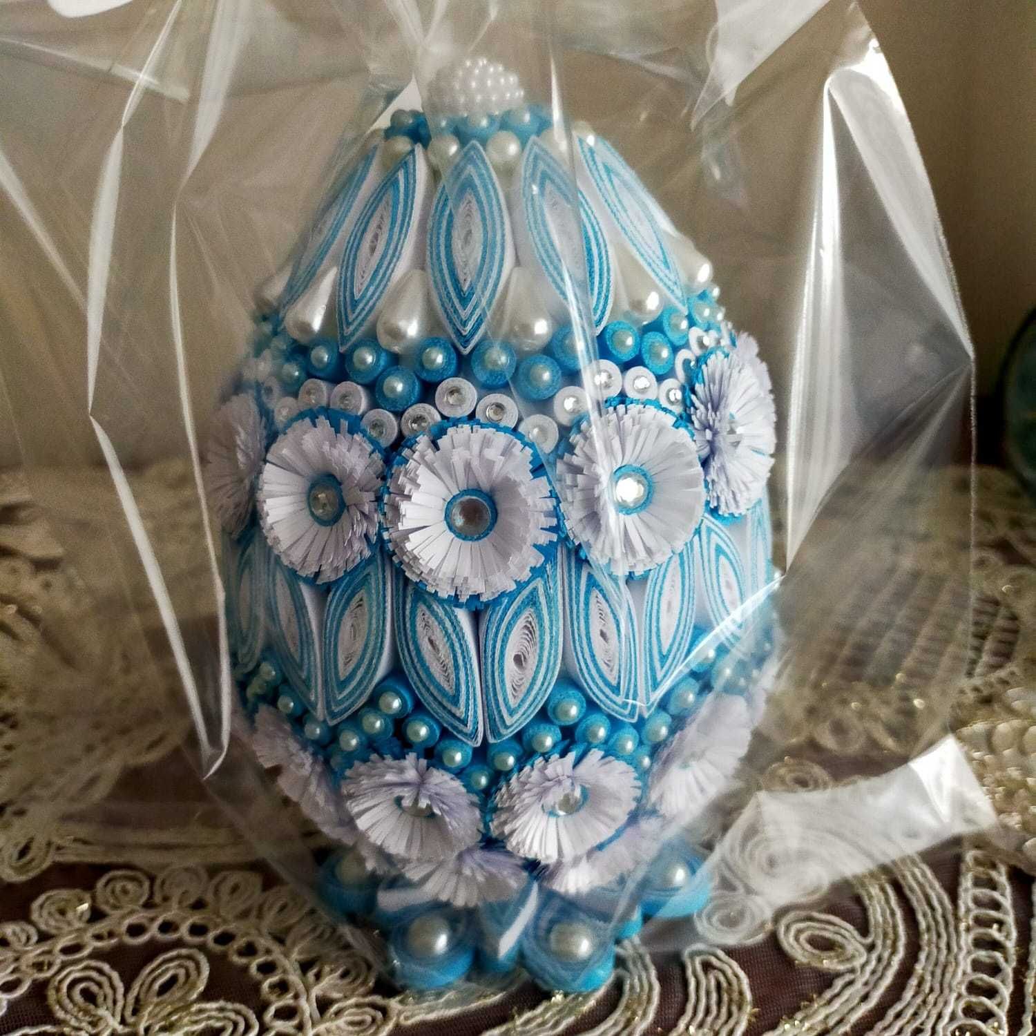 Jajo wielkanocne ręcznie robione, quilling, eleganckie