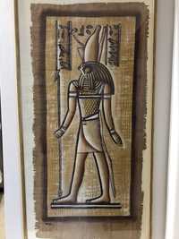 Papirus egipski 91x46 cm w ramie i szkło z plexi. Z małym zmatowieniem