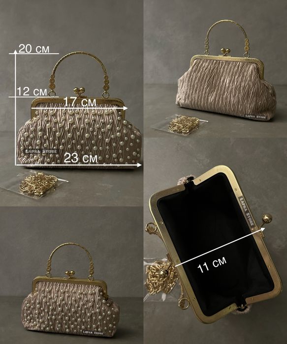 Вечірнія сумка з фермуаром та перлинами