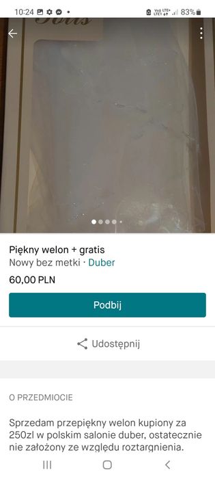 Welon ślubny długi