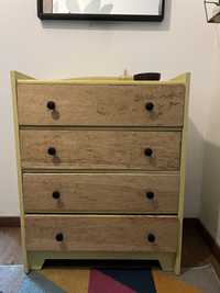 Szafka retro z szufladami drewniana zółta